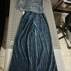 Zara Blue Velvet Jumpsuit